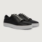 Carter Runn Black Leather Sneakers For Men in Black Full-Grain Leather - Lateral Side Profile View | Buy Online