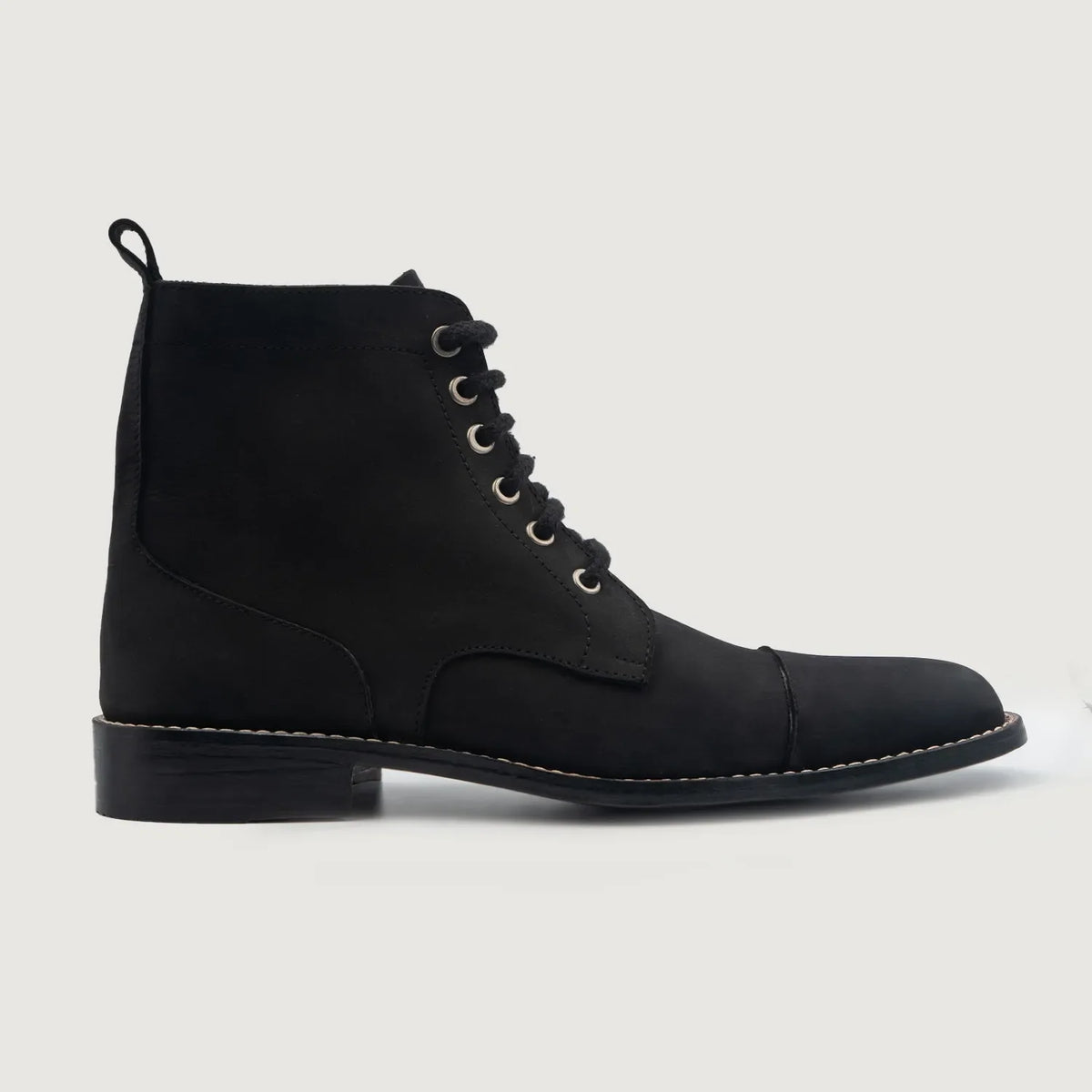 Black Full-Grain leather Boots - Goodyear Welt Construction & Front Toe Box Detail