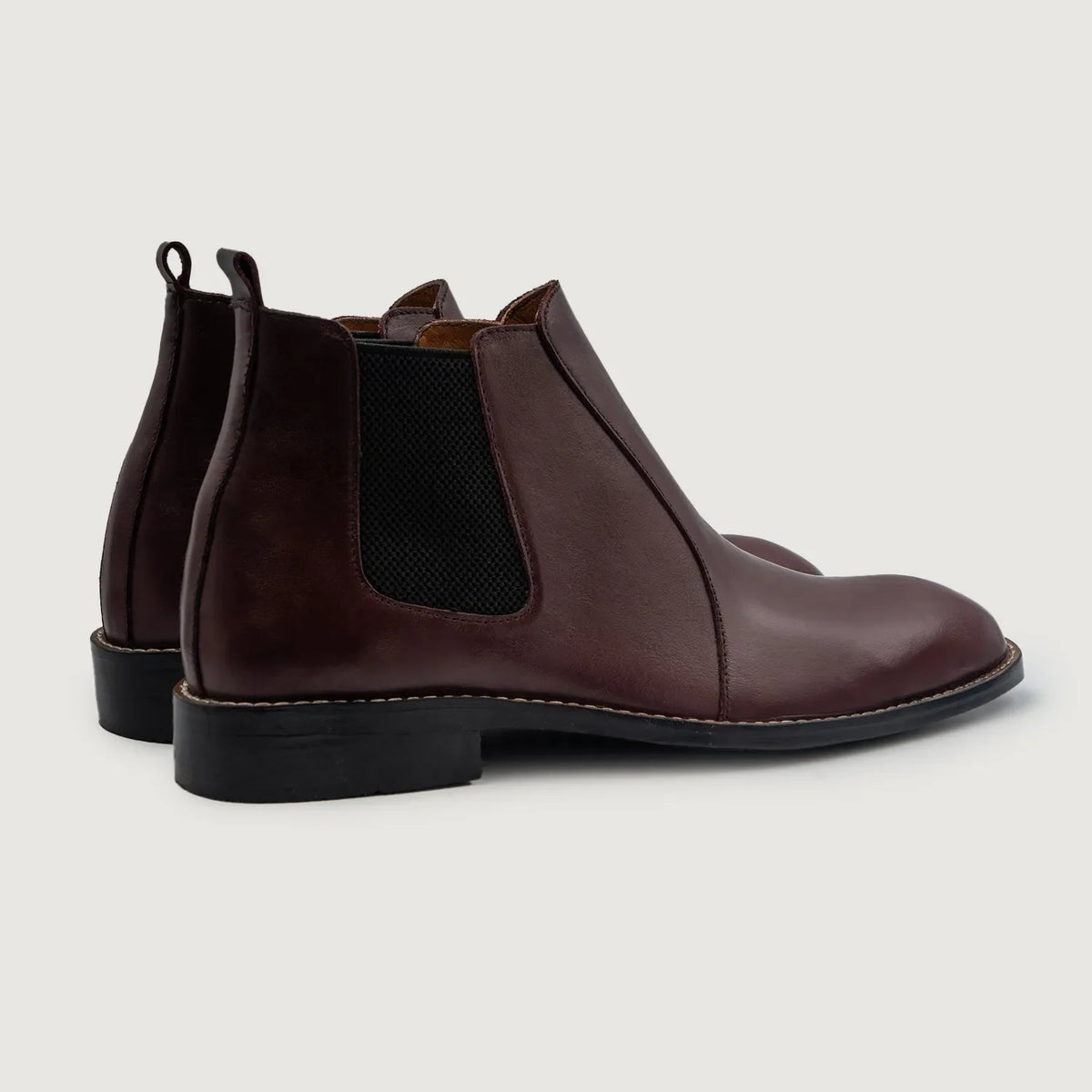 Clarkson Chelsea Maroon Leather Boots For Men - Reinforced Heel Counter & Precision Double-Row Stitching Detail