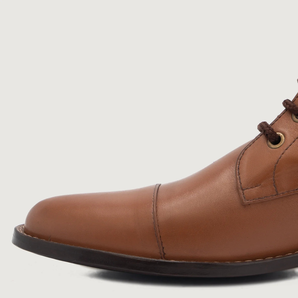 High-Traction Rubber Outsole & Lug Tread Pattern on Knight Derby Tan Leather Boots For Men