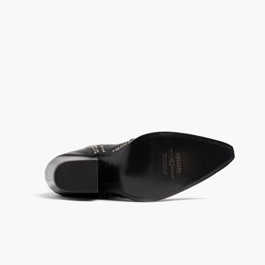 High-Traction Rubber Outsole & Lug Tread Pattern on Icon Black Leather Boots