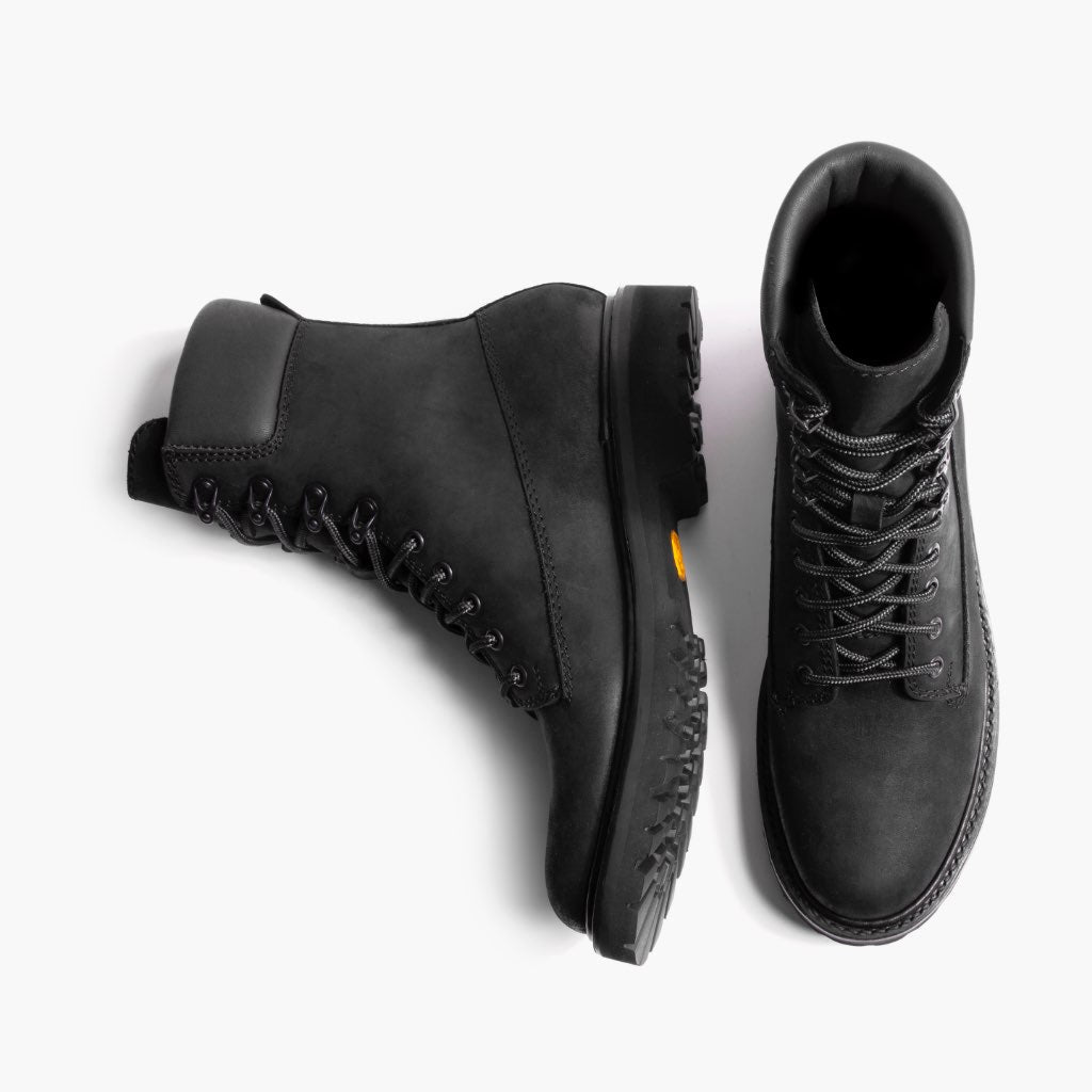 Explorer Black Matte Leather Boots - Reinforced Heel Counter & Precision Double-Row Stitching Detail