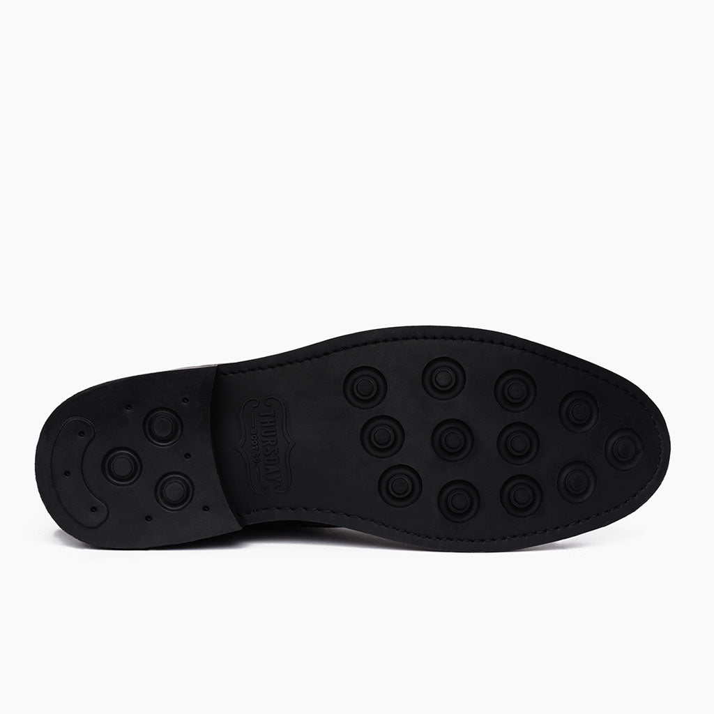 High-Traction Rubber Outsole & Lug Tread Pattern on President Black Matte Leather Boots For Men