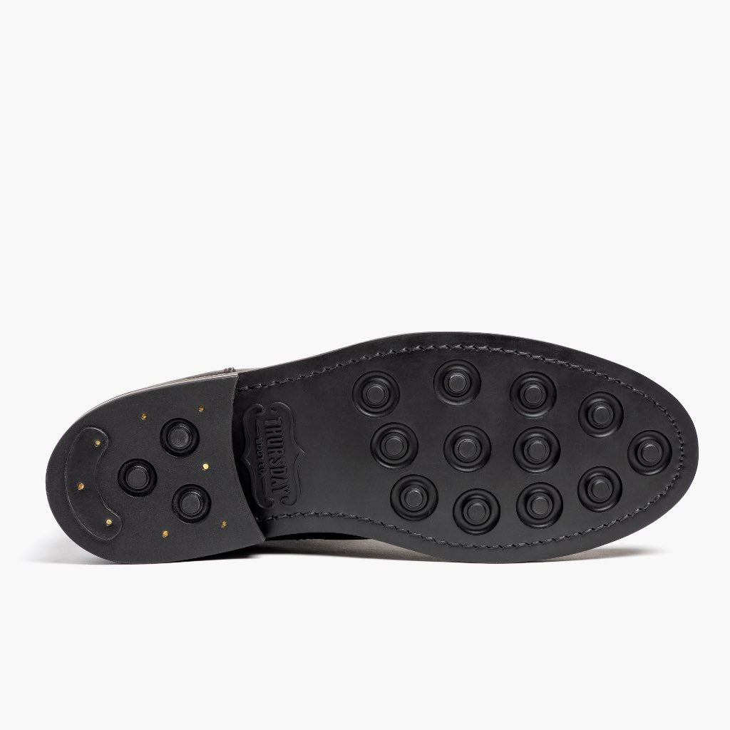 High-Traction Rubber Outsole & Lug Tread Pattern on President Black Coffee Leather Boots For Men