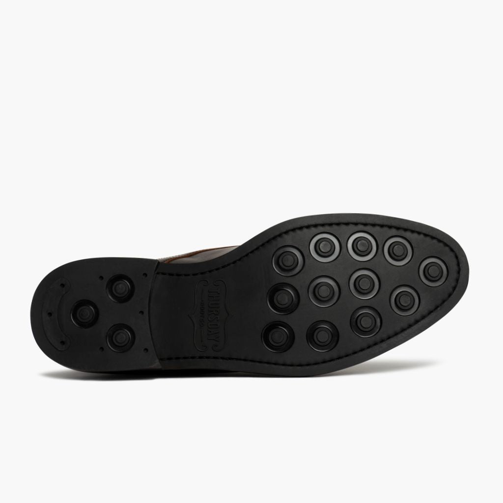 High-Traction Rubber Outsole & Lug Tread Pattern on Cadet Rich Mahogany Leather Boots