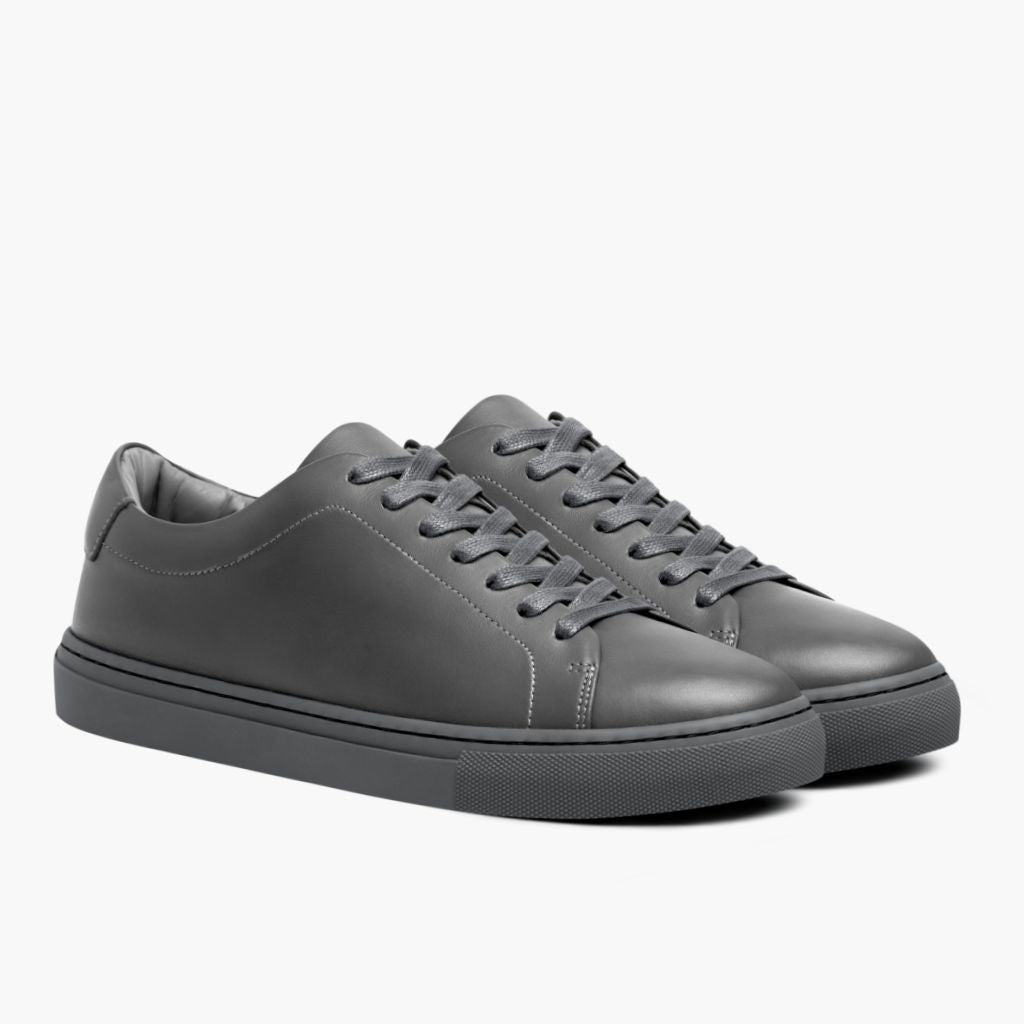 Encore Steel Grey Leather Sneakers in Grey Full-Grain Leather - Lateral Side Profile View | Buy Online