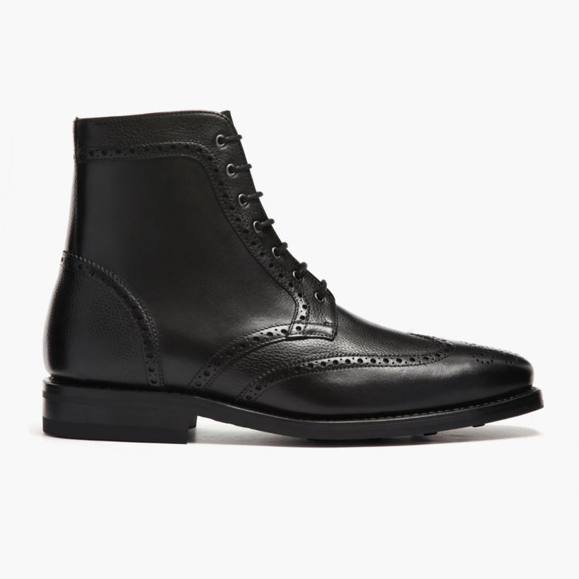 Wingtip Black Leather Boots