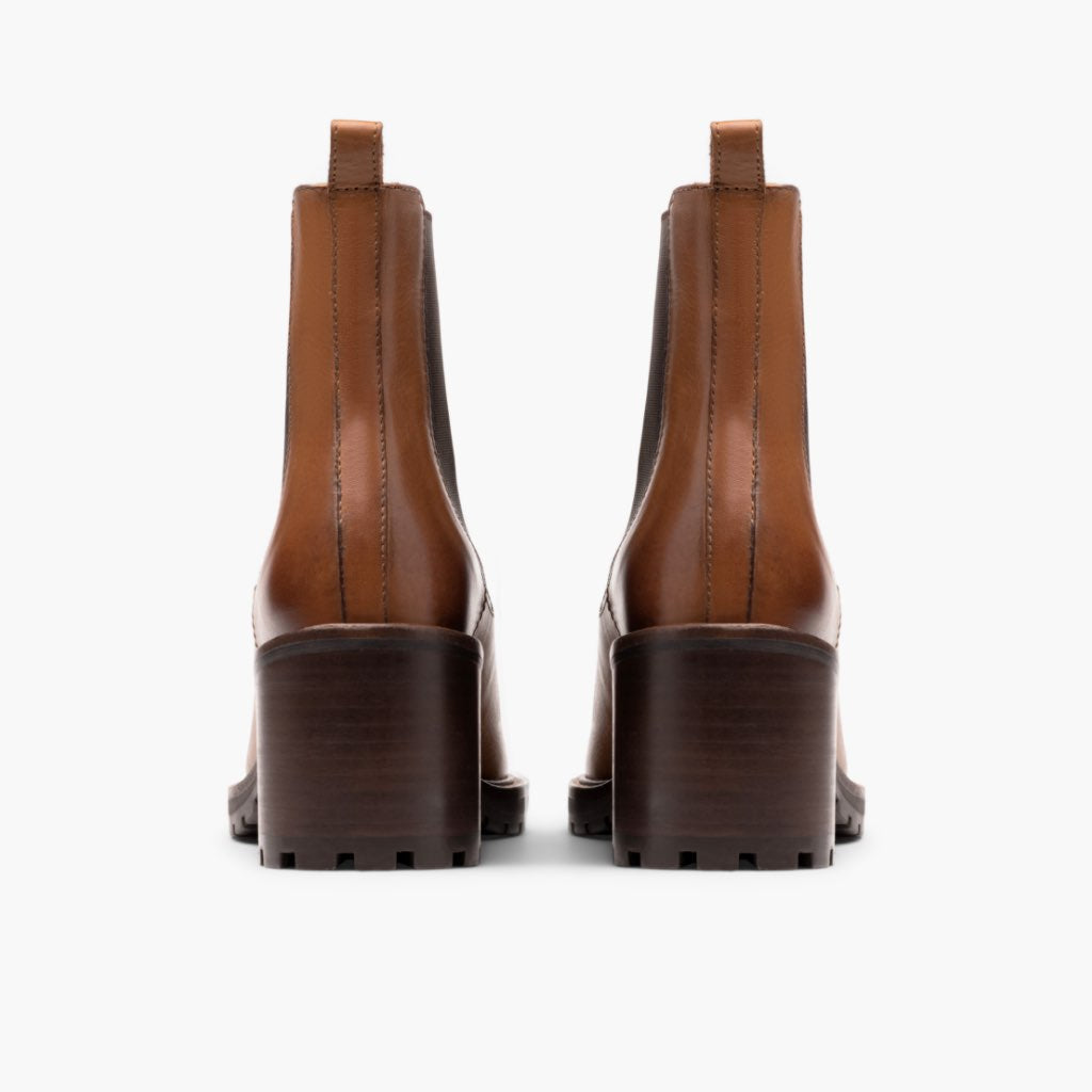 Knockout Toffee Leather Boots - Reinforced Heel Counter & Precision Double-Row Stitching Detail