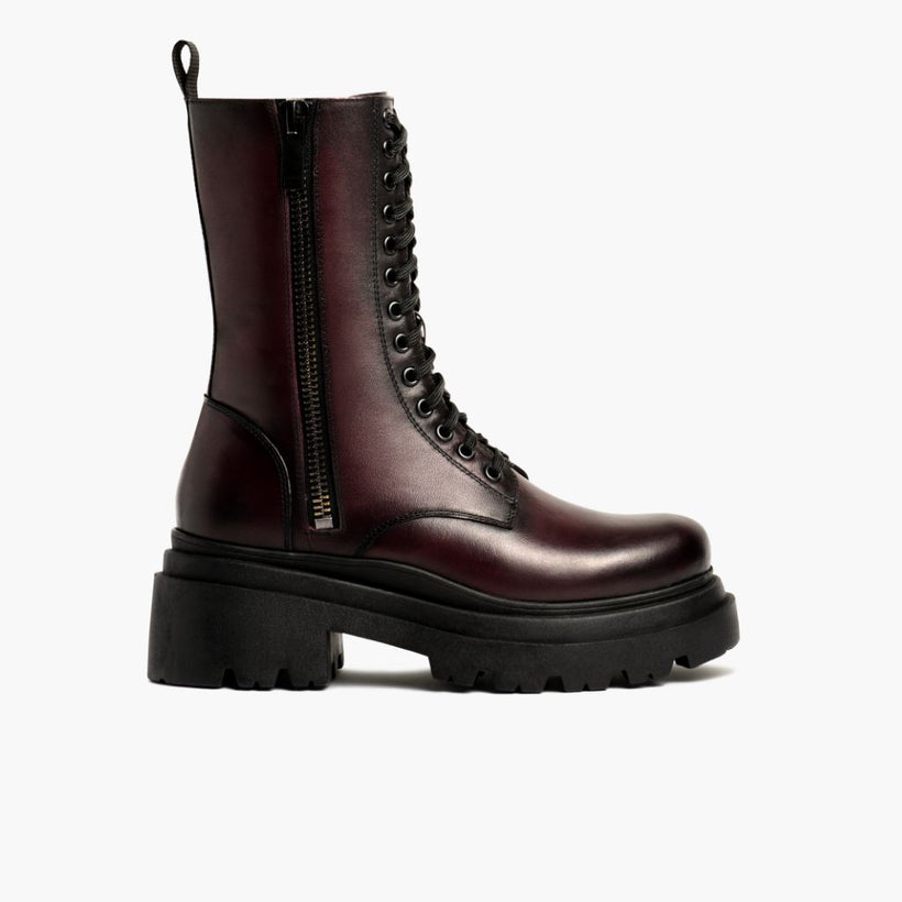 Fatale Black Cherry Leather Boots