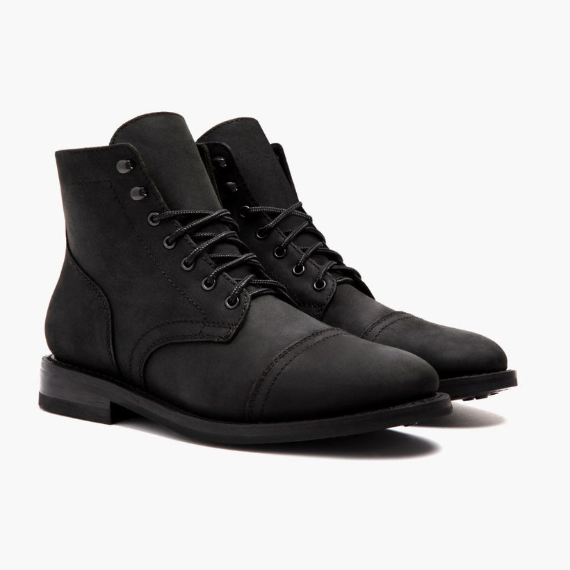 Captain Black Matte Leather Boots