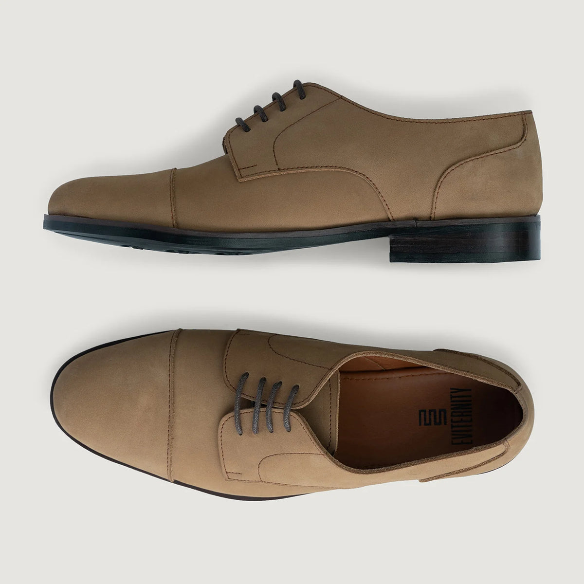 Attorney Derby Brown Nubuck Leather Shoes StudGuard For Men - Reinforced Heel Counter & Precision Double-Row Stitching Detail