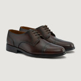 Attorney Derby Burnished Brown Leather Shoes For Men in Burnished Brown Full-Grain Leather - Lateral Side Profile View | Buy Online
