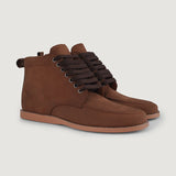 Bearman Moc Toe Pull-up Brown Leather Boots in Brown Full-Grain Leather - Lateral Side Profile View | Buy Online