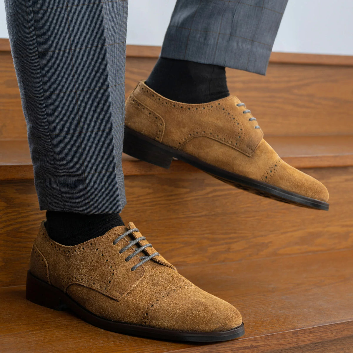Orlaven Dirk Brogues Derby Brown Suede Leather Shoes - StudGuard footwear image 9