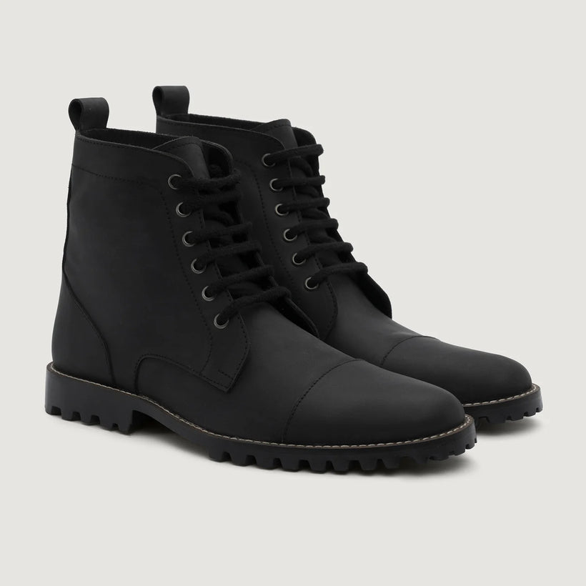 Knight Derby Black Matte Nubuck Leather Boots - TerraGrip