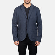 Borges Navy Blue Blazer in Navy Blue Poly-Cotton - Front Profile View &amp; Tailored Silhouette | Buy Online