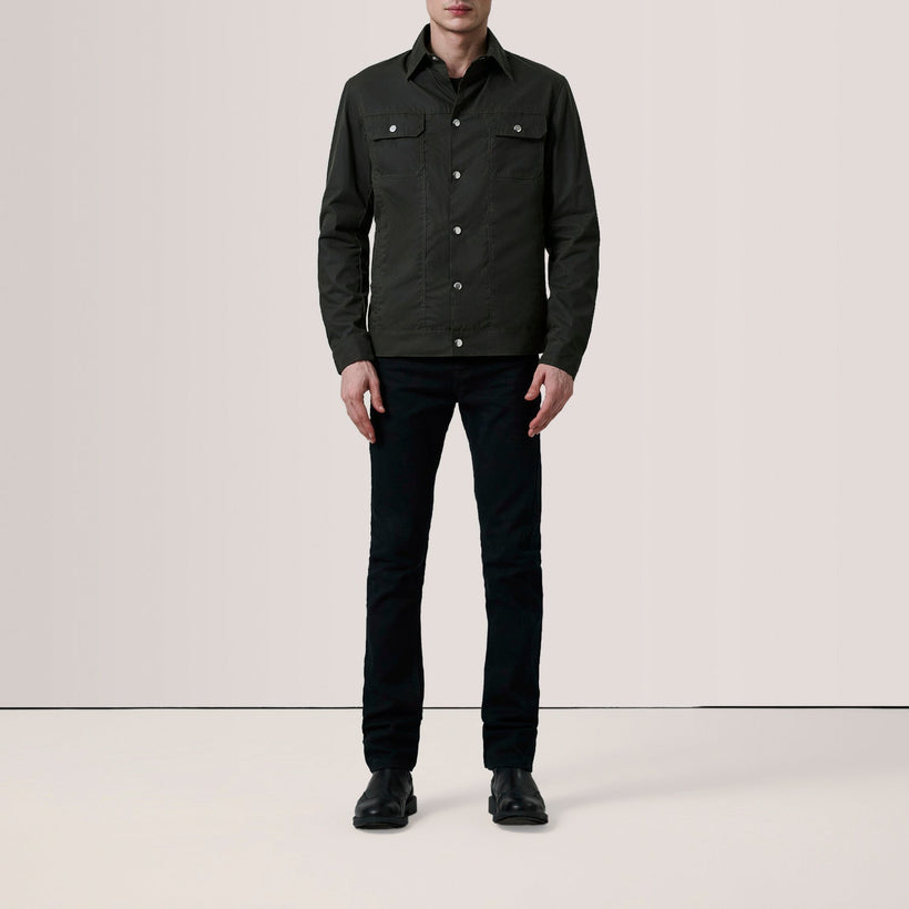 Colberto Olive Waxed Canvas Trucker Jacket