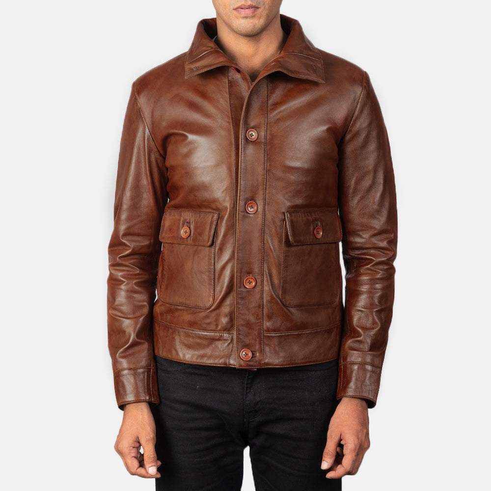 Columbus Leather Bomber Jacket – alternate product view 1