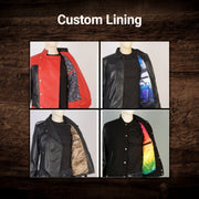 Styled Fit Perspective of Design Your Custom Leather Jacket | Free Shipping &amp; Alteration on Model - Natural Daylight Drape