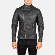 Close-Up Detail of Band with Snap Buttons &amp; Zipper Hardware on Men's Faisor Mocha Suede Biker Jacket