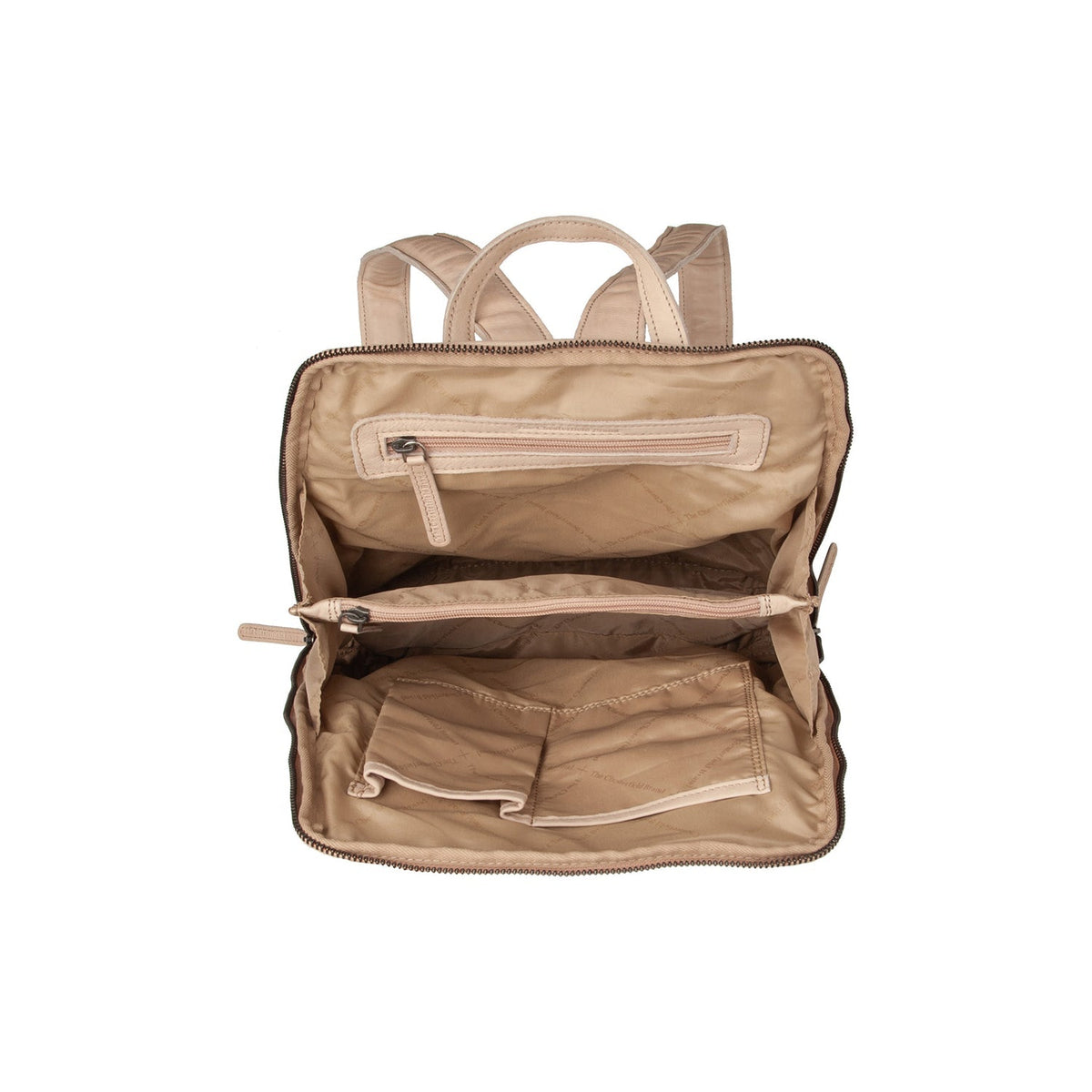 Solid Antique Brass Hardware &amp; Heavy-Duty Dual Zipper Detail on Bern Full-Grain Leather Backpack