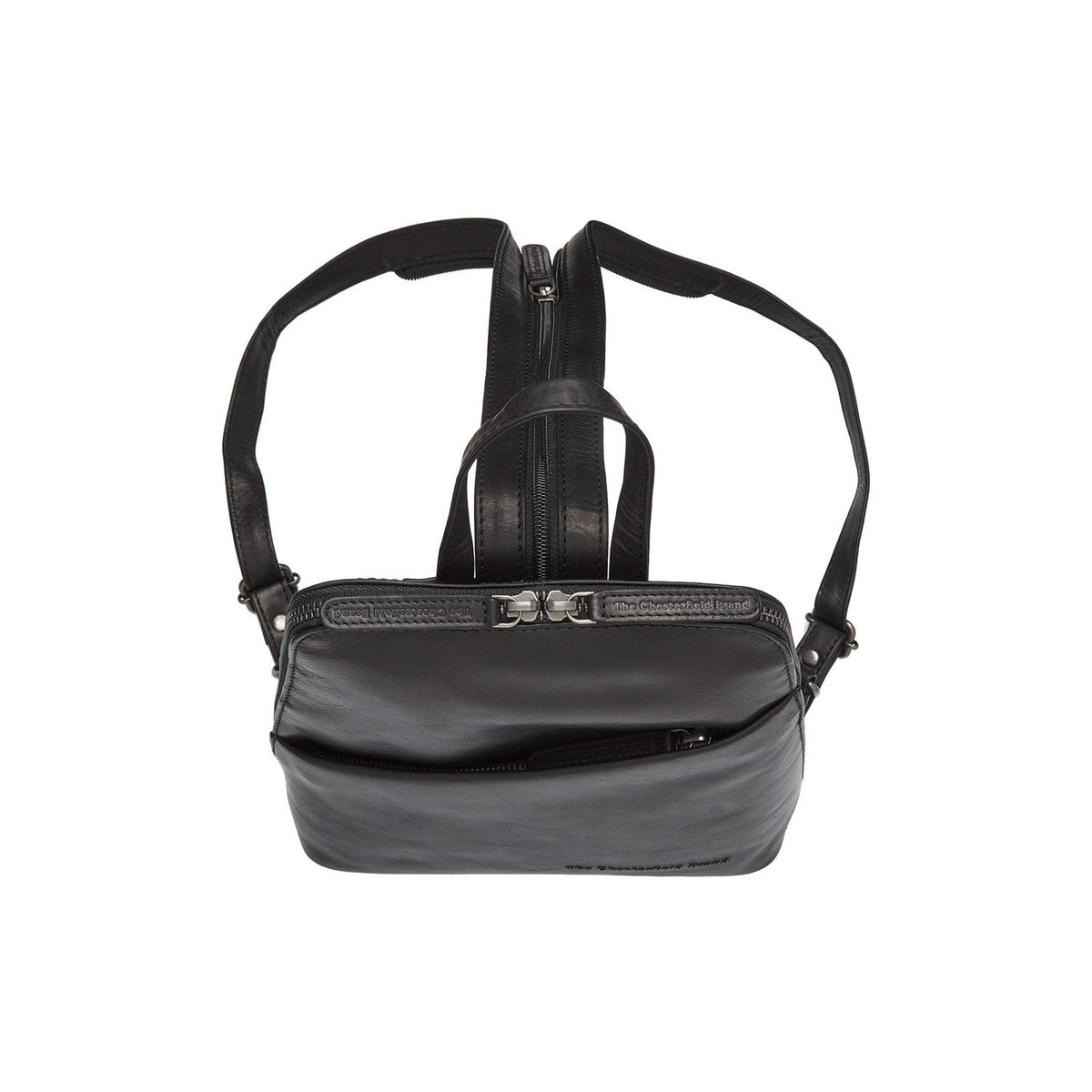 Solid Antique Brass Hardware &amp; Heavy-Duty Dual Zipper Detail on Claire Full-Grain Leather Backpack