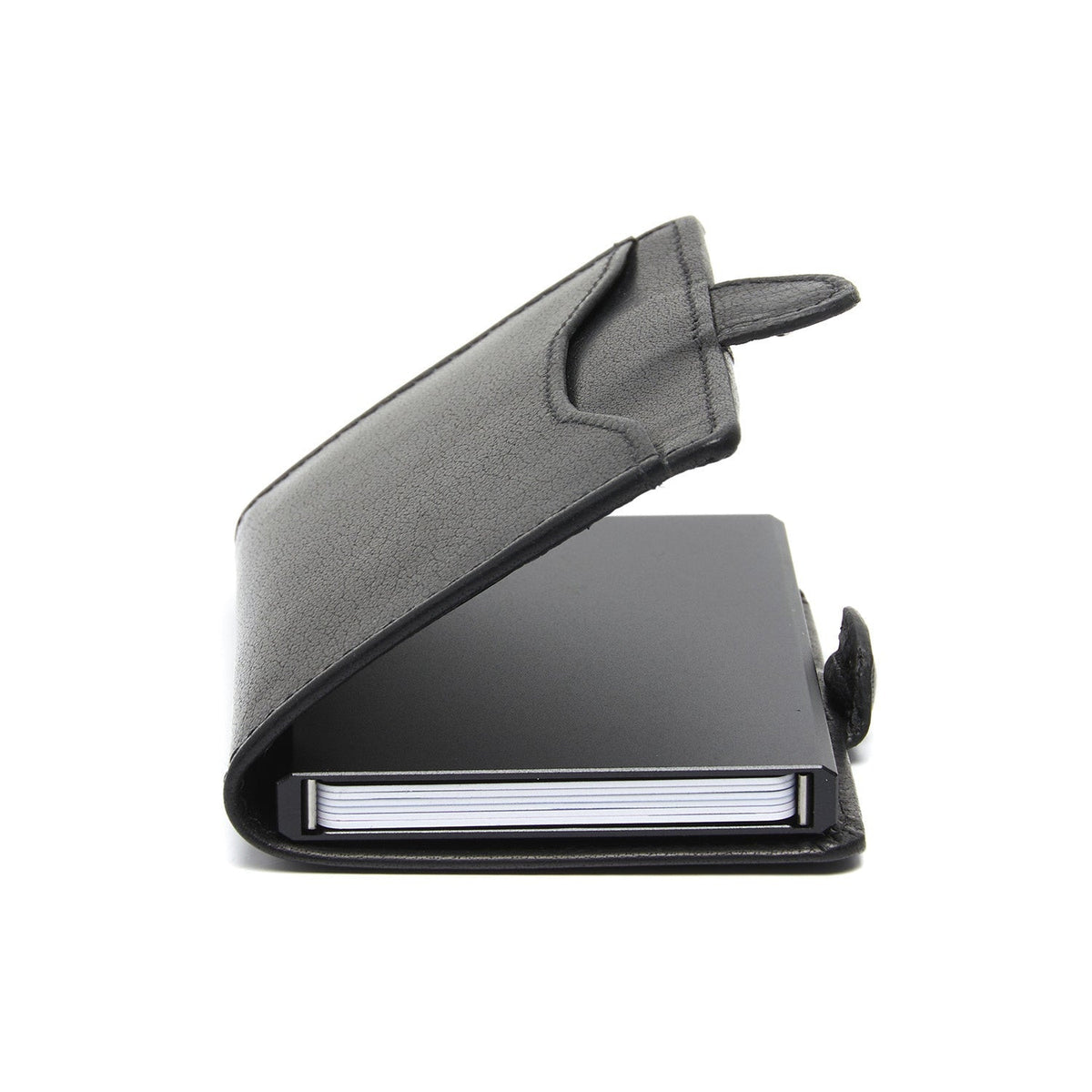 Solid Antique Brass Hardware &amp; Heavy-Duty Dual Zipper Detail on Albury Full-Grain Leather Card Holder