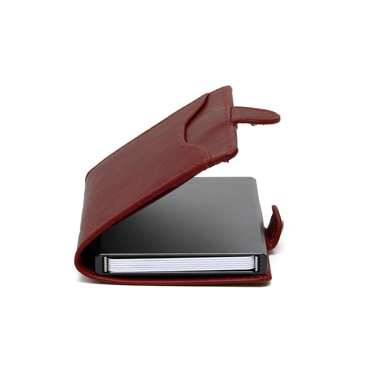 Red Leather Card Holder Albury, detail view 1
