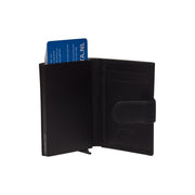 Solid Antique Brass Hardware &amp; Heavy-Duty Dual Zipper Detail on Hannover Full-Grain Leather Card Holder