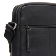 Solid Antique Brass Hardware &amp; Heavy-Duty Dual Zipper Detail on Anzora Full-Grain Leather Crossbody Bag