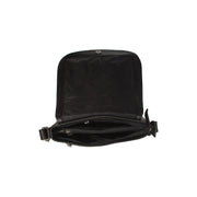 Everglades Full-Grain Leather Crossbody Bag - Structured Side Profile Showing Gusset Depth &amp; Expansion Capacity