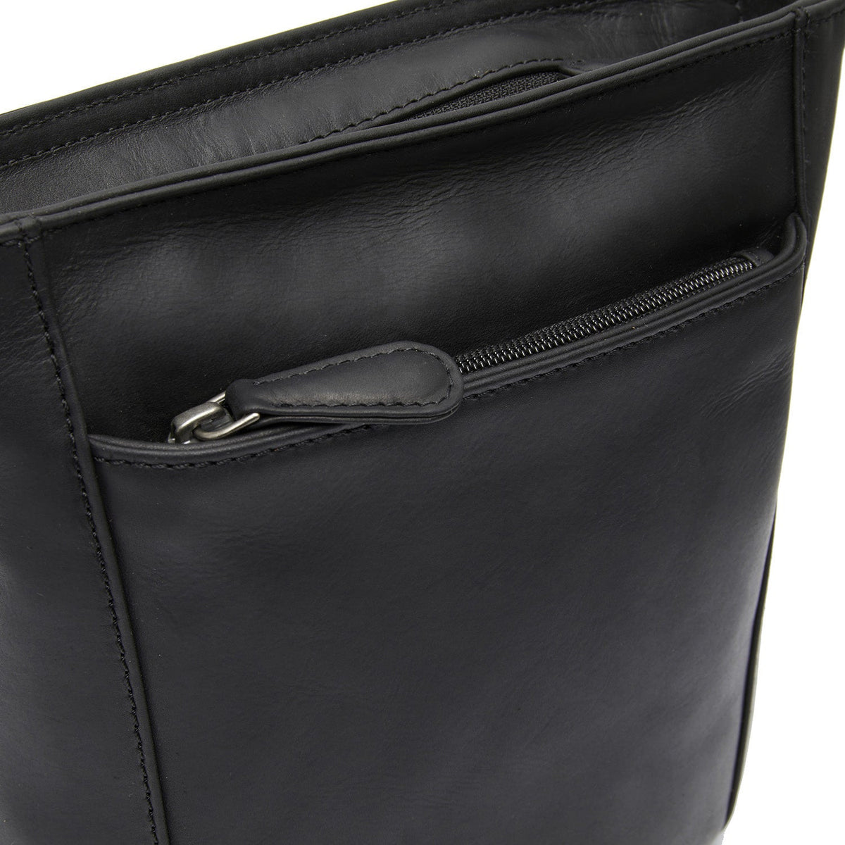 Fintona Full-Grain Leather Crossbody Bag - Structured Side Profile Showing Gusset Depth &amp; Expansion Capacity