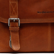 
Solid Antique Brass Hardware & Heavy-Duty Dual Zipper Detail on Veneto Full-Grain Leather Laptop Bag