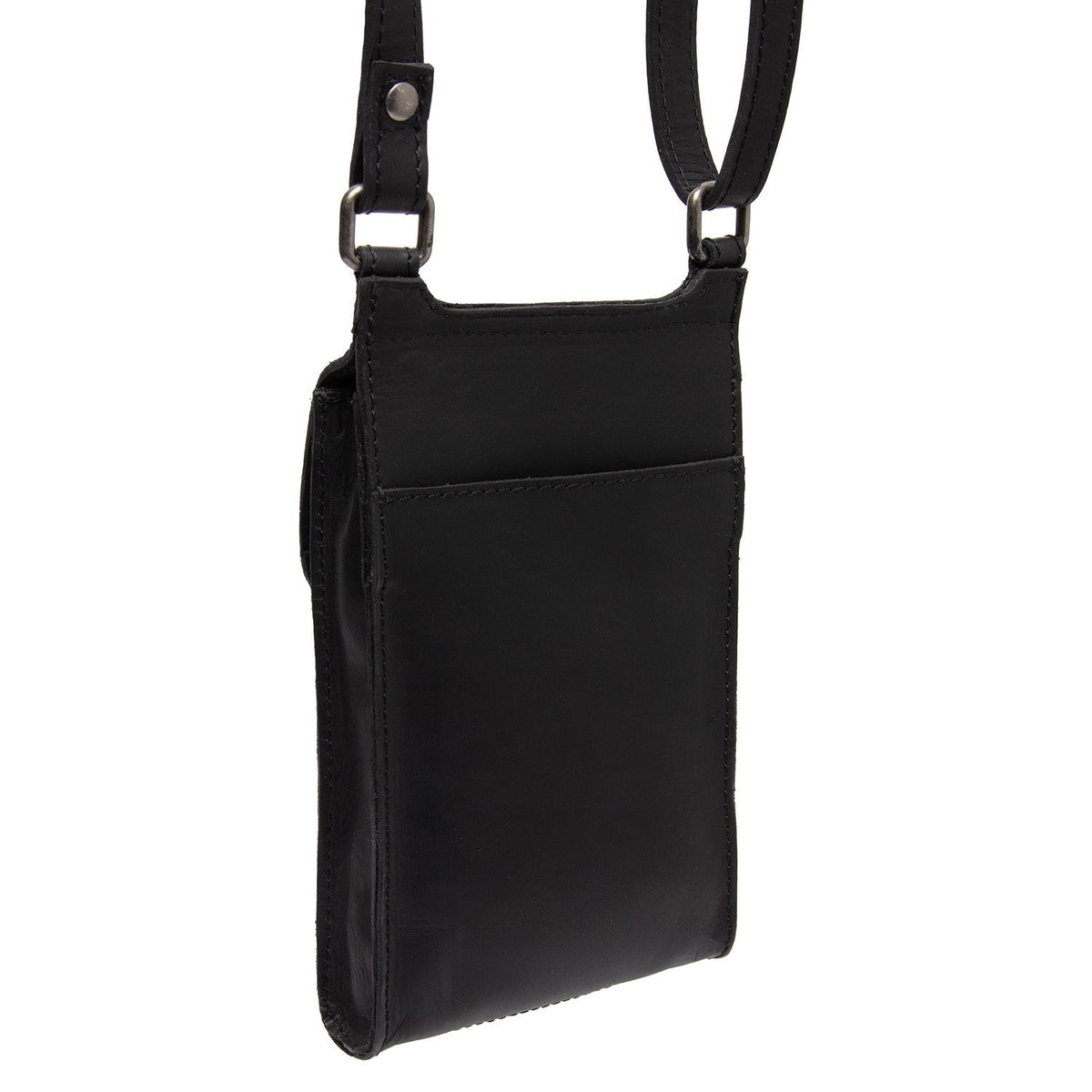 Tailored Rib Cuffs &amp; Hem Craftsmanship Construction Detail on Nebra Full-Grain Leather Phone Bag