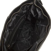 Solid Antique Brass Hardware &amp; Heavy-Duty Dual Zipper Detail on Amelia Full-Grain Leather Shoulder Bag
