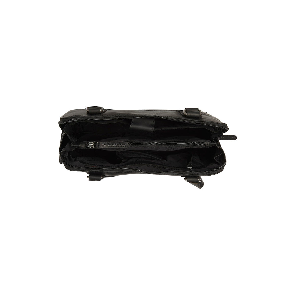 Solid Antique Brass Hardware &amp; Heavy-Duty Dual Zipper Detail on Belgrado Full-Grain Leather Shoulder Bag