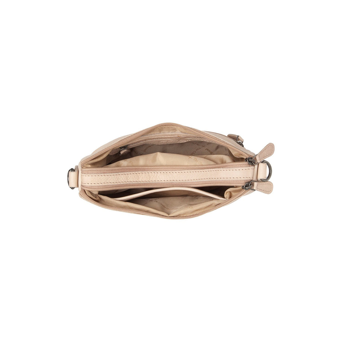 Solid Antique Brass Hardware &amp; Heavy-Duty Dual Zipper Detail on Irving Full-Grain Leather Shoulder Bag