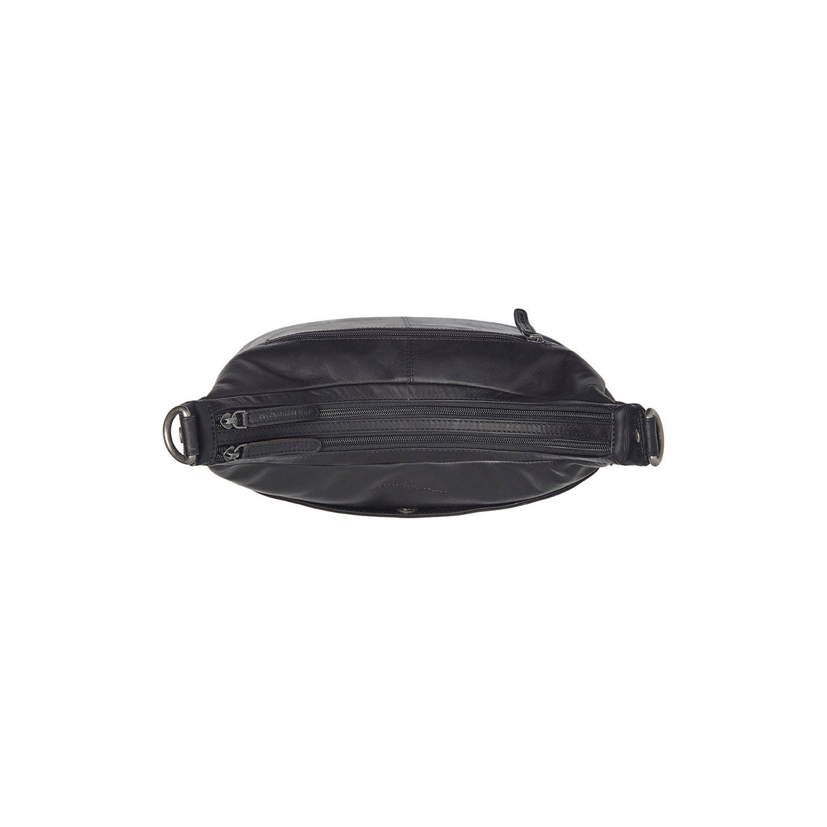 Solid Antique Brass Hardware &amp; Heavy-Duty Dual Zipper Detail on Olvia Full-Grain Leather Shoulder Bag