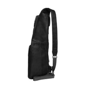 Leather Sling Bag Logan - Structured Side Profile Showing Gusset Depth &amp; Expansion Capacity