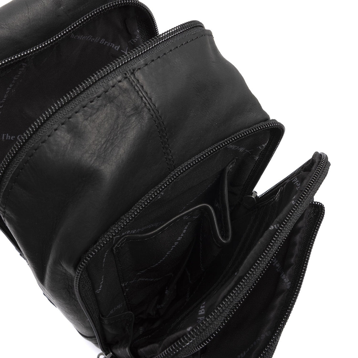 Leather Sling Bag Riga - Structured Side Profile Showing Gusset Depth &amp; Expansion Capacity