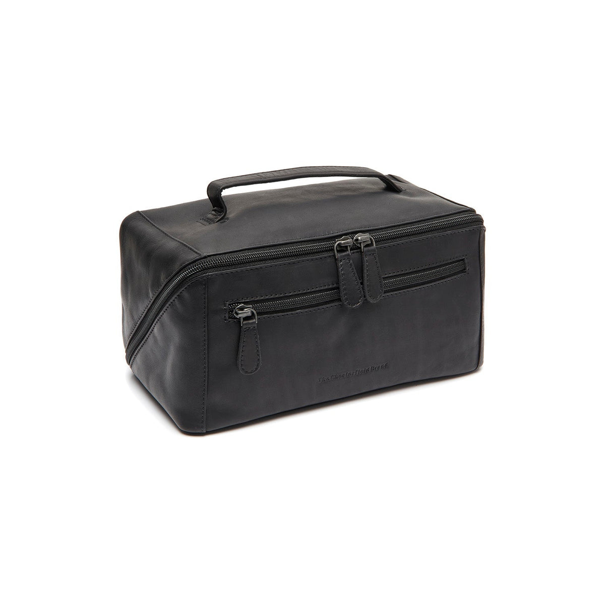 Elmia Full-Grain Leather Toiletry Bag in Classic 100% Full-Grain Leather - Front Profile View &amp; Tailored Silhouette | Buy Online