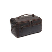 Styled Fit Perspective of Elmia Full-Grain Leather Toiletry Bag on Model - Natural Daylight Drape