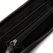 
Solid Antique Brass Hardware & Heavy-Duty Dual Zipper Detail on Cantara Full-Grain Leather Wallet