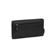Solid Antique Brass Hardware &amp; Heavy-Duty Dual Zipper Detail on Halle Full-Grain Leather Wallet