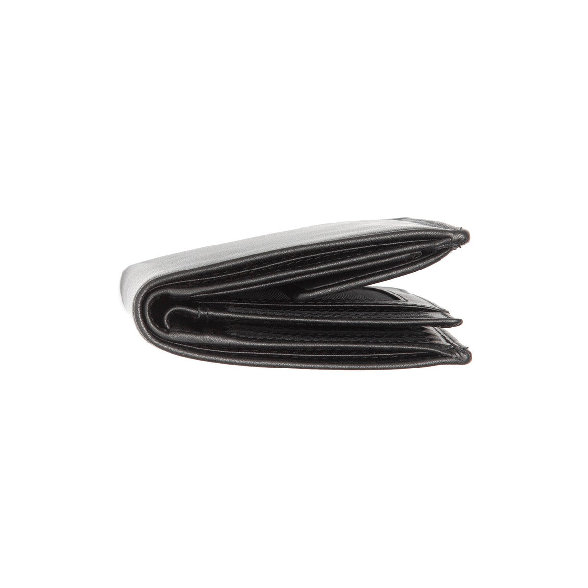 Hanson Full-Grain Leather Wallet - Structured Side Profile Showing Gusset Depth &amp; Expansion Capacity