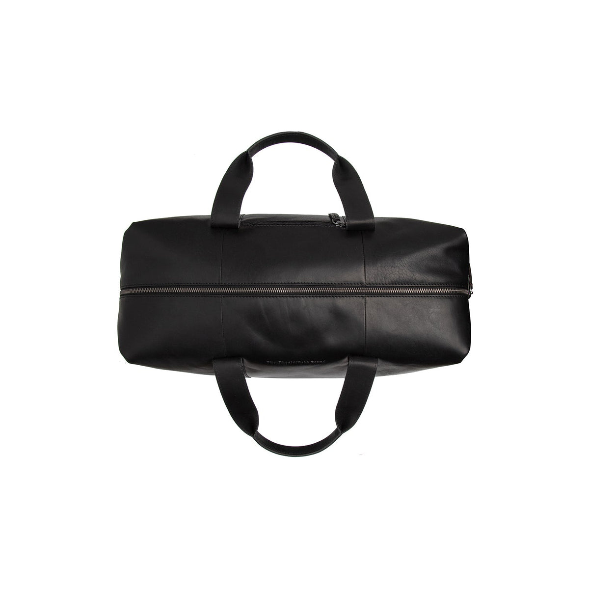 Solid Antique Brass Hardware &amp; Heavy-Duty Dual Zipper Detail on Conor Full-Grain Leather Weekender Bag