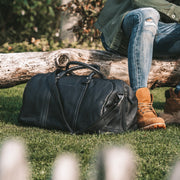 
Melbourne Full-Grain Leather Weekender Bag - Structured Side Profile Showing Gusset Depth & Expansion Capacity