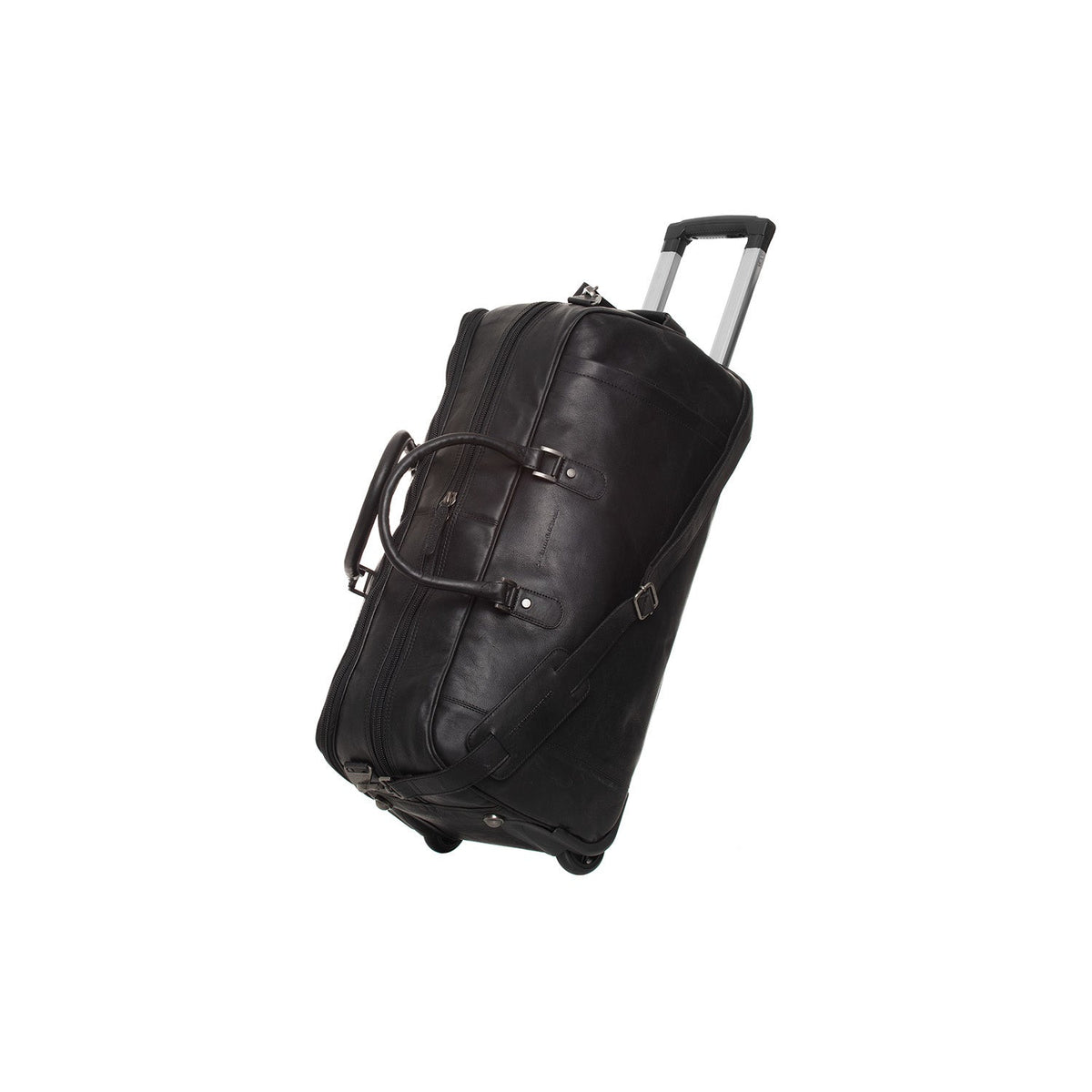 Leather Weekender Trolley Jayven in Classic 100% Full-Grain Leather - Full Exterior Front Profile View | Buy Online