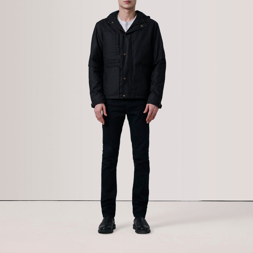 Marlo Black Canvas Hooded Work Jacket