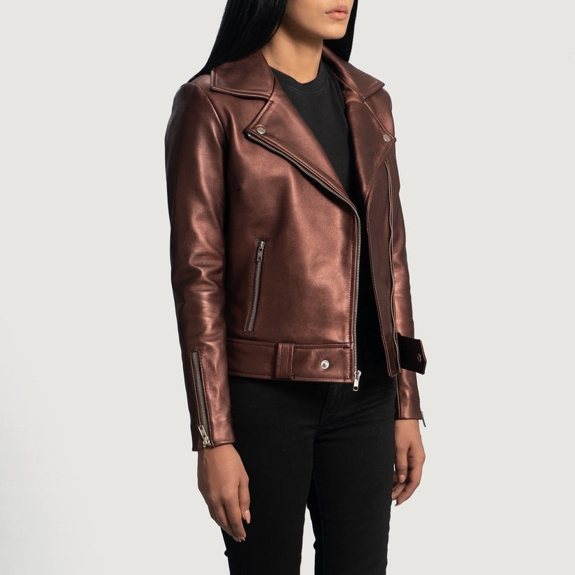 Rumy Maroon Biker Jacket
